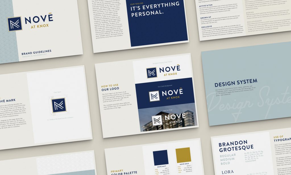 Nove at Knox branding guidelines mockup